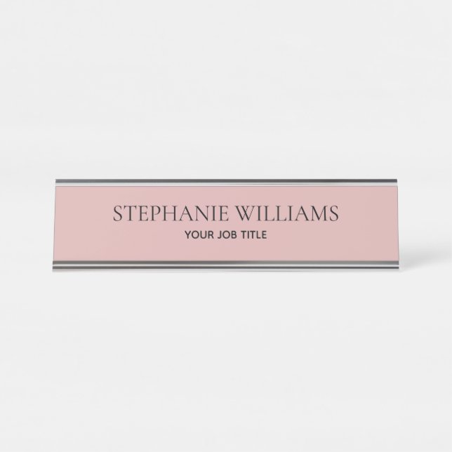 De Mesa Placa Personalizada Rosa Minimalista (Frente)