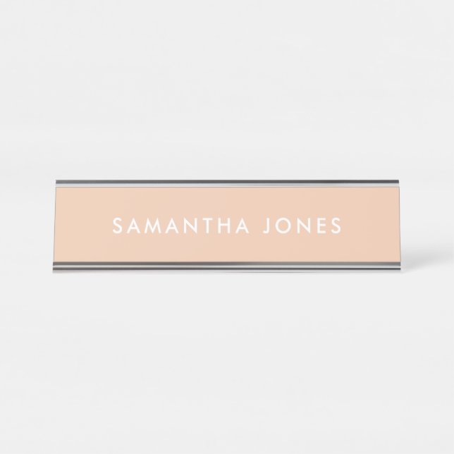 De Mesa Placa Personalizada Simples Moderna Bege (Frente)