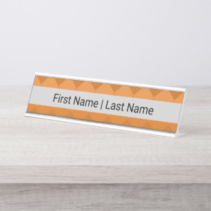 De Mesa Sans Serif Font Cinza Orange Desk Name Placa