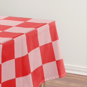 De Mesa toalha vermelha e rosa verificada