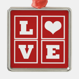 De Metal Amor Bloqueia Ornamento Premium, Vermelho Escuro