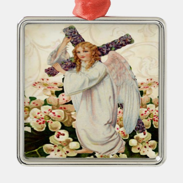 De Metal Anjo com ornamento Cruzado (Frente)