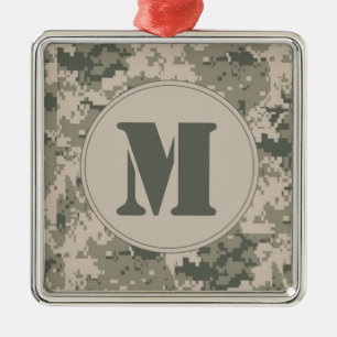 De Metal Camuflagem ACU Monograma Ornamento Inicial