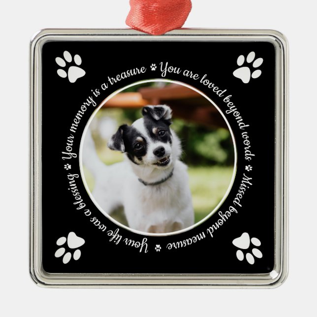 De Metal Cão Memorial Paw Imprime Ornamento Metálico Fotogr (Frente)