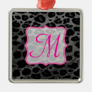 De Metal Cheetah Spot Animal Prin Monograma Ornamento Inici