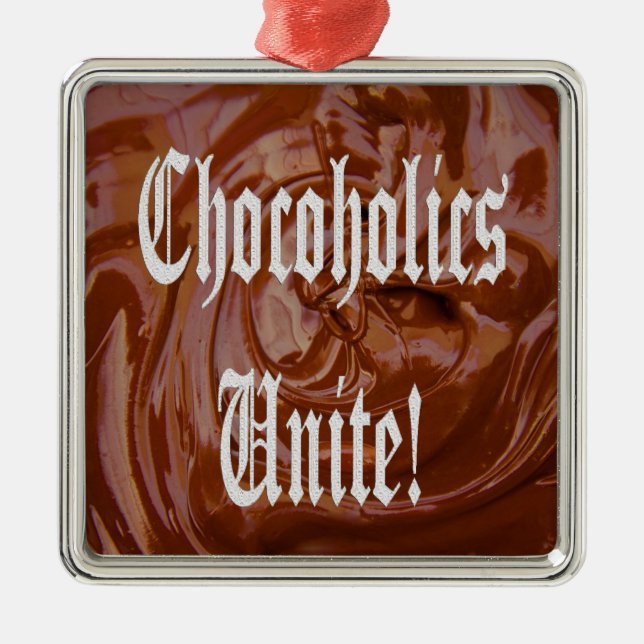 De Metal Chocolics Unir Ornamento Premium Quadrado (Frente)