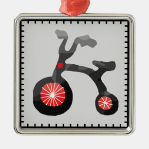 De Metal Cinza Vermelha Bicicletas Negras Filhos Ornamento