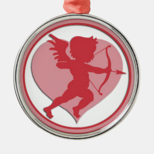 De Metal Cupido do dia dos namorados e ornamento vermelhos