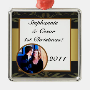 De Metal Dourado e Damasco Preto Personalizado do Ornamento