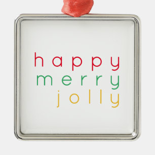 De Metal Feliz FELIZ JOLLY Premium Ornamento Quadrado