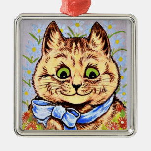De Metal Feliz Flor Cat pelo ornamento Louis Wain