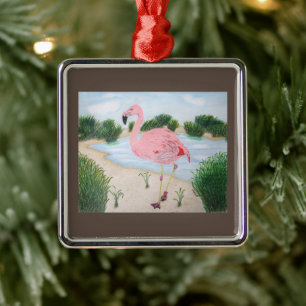 De Metal Flamingo no Ornamento Marsh