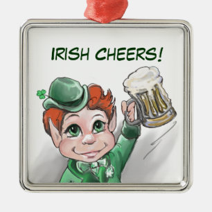 De Metal Irlandês Cheers! Ornamento Quadrado Retrato Premiu