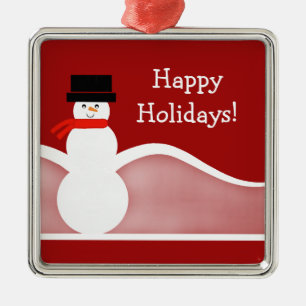 De Metal Jolly Snowman Premium - Ornamento Quadrado