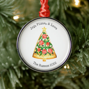 De Metal Joy Pizza Love Pizza Slice Cerâmica Ornamento