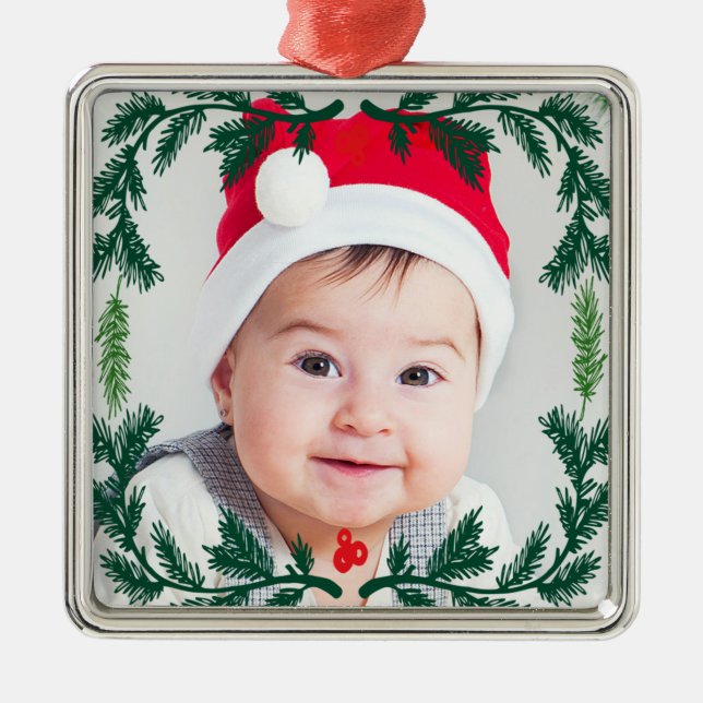 De Metal Lembrança quadro do ornamento da foto do pinho (Frente)