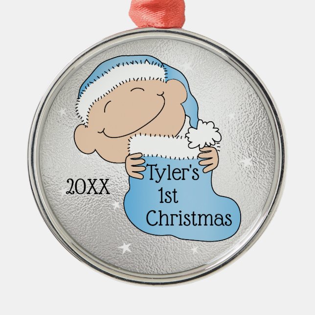 De Metal Natal 1rua ornamento Azul (Frente)