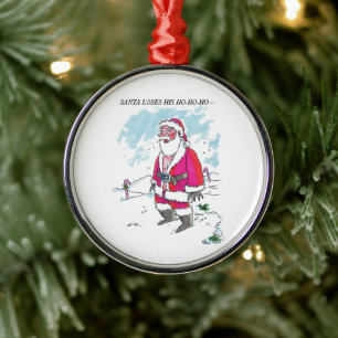 De Metal Nenhum ornamento premium redondo com texto Ho-Ho-H