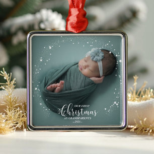 De Metal Nosso Primeiro Natal Como Vovô Ornamento Fotográ