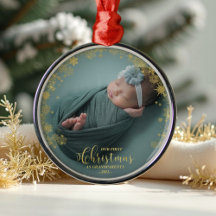 Nosso Primeiro Natal Como Vovô Ornamento Fotográfi