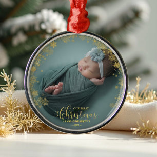 De Metal Nosso Primeiro Natal Como Vovô Ornamento Fotográfi