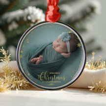 Nosso Primeiro Natal Como Vovô Ornamento Fotográfi