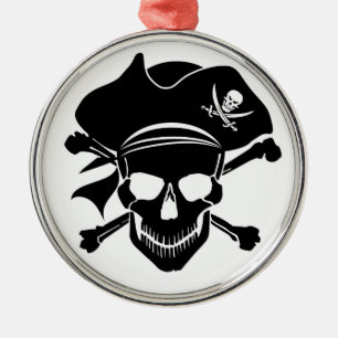 De Metal O crânio do pirata com cruz desossa o ornamento