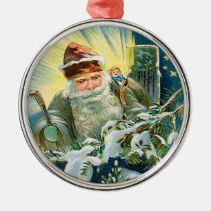 De Metal Ornamento alemão do papai noel do vintage