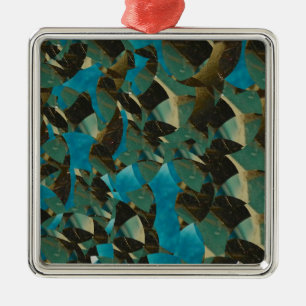 De Metal Ornamento Azul Mosaico