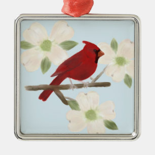 De Metal Ornamento Cardinal e Dogwood Watercolor