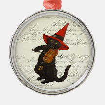 Ornamento cerâmico do Black Cat Halloween