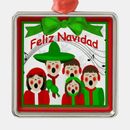 De Metal Ornamento Cinco da Família Carolers Mexicana Natal