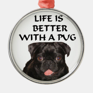 De Metal ornamento com pug preto