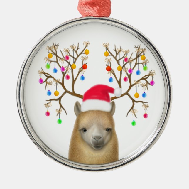 De Metal Ornamento da alpaca do Natal (Frente)