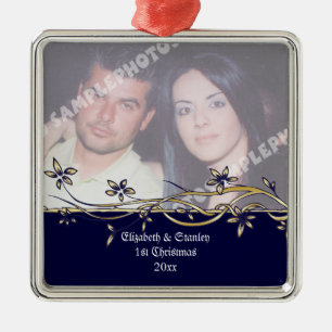 De Metal Ornamento da foto do Natal do casal do casamento