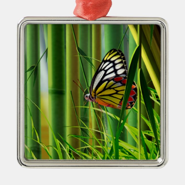 De Metal Ornamento do Bambu e Borboleta Art 1 (Frente)