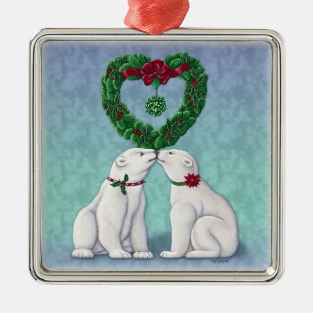 De Metal Ornamento do beijo do urso polar (Frente)
