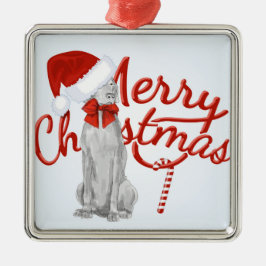 DE METAL ORNAMENTO DO FELIZ NATAL WEIMARANER