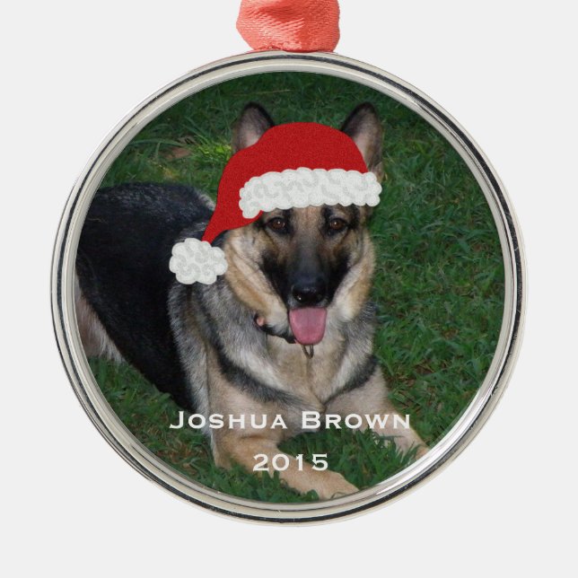 De Metal Ornamento do german shepherd do Natal (Frente)