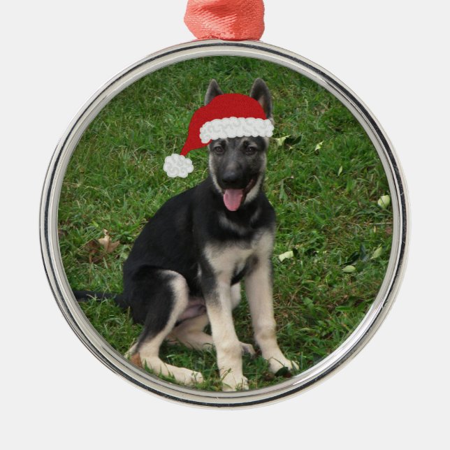 De Metal Ornamento do german shepherd do Natal (Frente)
