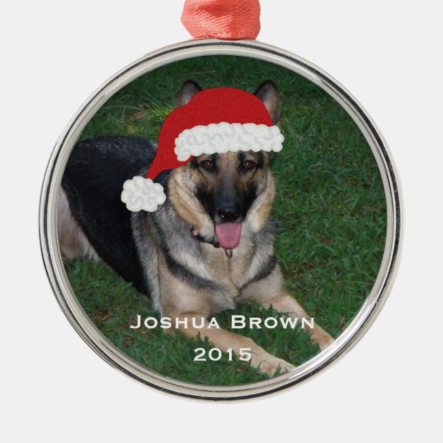 De Metal Ornamento do german shepherd do Natal (Frente)