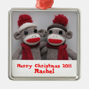 De Metal Ornamento do macaco da peúga do Feliz Natal
