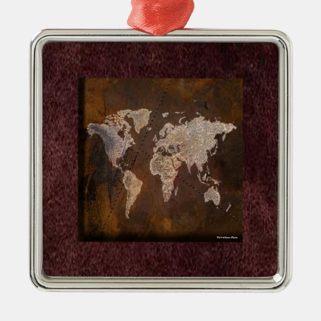 De Metal Ornamento do Mapa Mundial (Frente)
