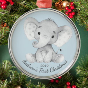 De Metal Ornamento do Primeiro Natal para Meninos Elefantes
