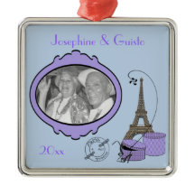 Ornamento do Purple Paris Themed Photo Keepsaokê