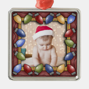 De Metal Ornamento do quadro da foto dos bulbos do Natal