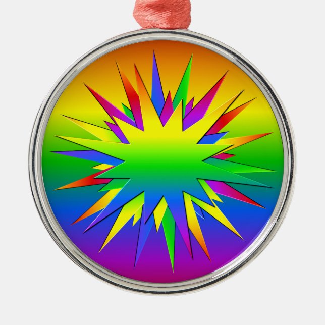 De Metal Ornamento do Rainbow Burst, personalizar (Frente)