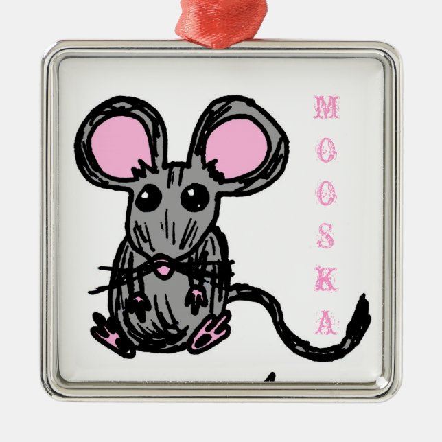 De Metal Ornamento do Rato Mooska Cute (Frente)