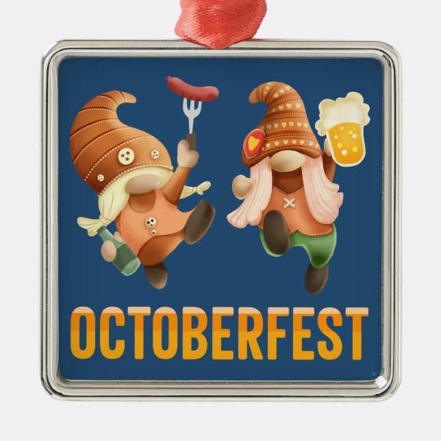 De Metal Ornamento dos Gnomos Oktoberfest (Frente)