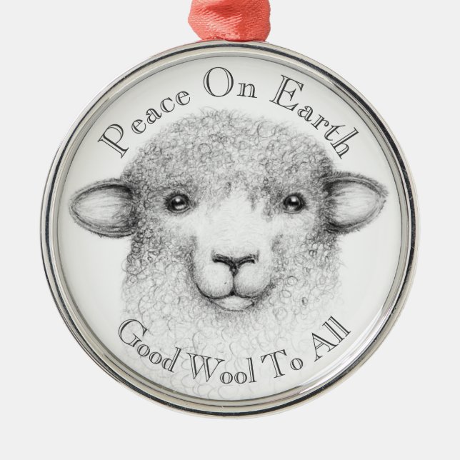 De Metal Ornamento Ewe Abençoado - Romney Lamb (Frente)